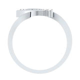 EternalDia Round 0.5 Ct White D/VVS1 Diamond 14k Finish Sterling Silver Curved Line Ring - EternalDia