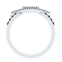 EternalDia Round 0.75Ct Black D/VVS1 Diamond 14k Finish Sterling Silver Triangle Shape Ring - EternalDia