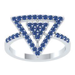 EternalDia Round 0.75Ct Blue D/VVS1 Diamond 14k Finish Sterling Silver Triangle Shape Ring - EternalDia