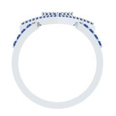 EternalDia Round 0.75Ct Blue D/VVS1 Diamond 14k Finish Sterling Silver Triangle Shape Ring - EternalDia