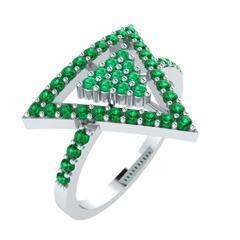 EternalDia Round 0.75Ct Green D/VVS1 Diamond 14k Finish Sterling Silver Triangle Shape Ring - EternalDia