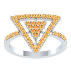 EternalDia Round 0.75Ct Yellow D/VVS1 Diamond 14k Finish Sterling Silver Triangle Ring - EternalDia