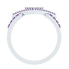 EternalDia Round 0.75Ct Purple D/VVS1 Diamond 14k Finish Sterling Silver Triangle Ring - EternalDia