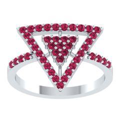 EternalDia Round 0.75 Ct Red D/VVS1 Diamond 14k Finish Sterling Silver Triangle Shape Ring - EternalDia