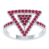 EternalDia Round 0.75 Ct Red D/VVS1 Diamond 14k Finish Sterling Silver Triangle Shape Ring - EternalDia