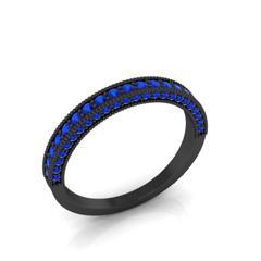 EternalDia Round 0.5 Ct Blue D/VVS1 Diamond 14k Finish Sterling Silver Half Eternity Ring - EternalDia