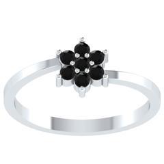 EternalDia Round 0.25 Ct Black D/VVS1 Diamond 14k Finish Sterling Silver Flower Band Ring - EternalDia