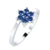 EternalDia Round 0.25 Ct Blue D/VVS1 Diamond 14k Finish Sterling Silver Flower Band Ring - EternalDia