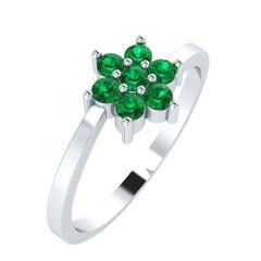 EternalDia Round 0.25 Ct Green D/VVS1 Diamond 14k Finish Sterling Silver Flower Band Ring - EternalDia