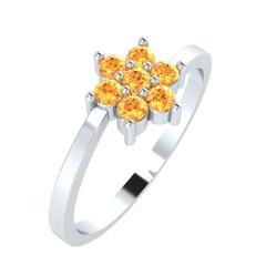 EternalDia Round 0.25ct Yellow D/VVS1 Diamond 14k Finish Sterling Silver Flower Band Ring - EternalDia