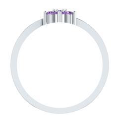 EternalDia Round 0.25ct Purple D/VVS1 Diamond 14k Finish Sterling Silver Flower Band Ring - EternalDia