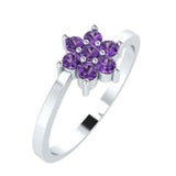 EternalDia Round 0.25ct Purple D/VVS1 Diamond 14k Finish Sterling Silver Flower Band Ring - EternalDia