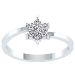 EternalDia Round 0.25 Ct White D/VVS1 Diamond 14k Finish Sterling Silver Flower Band Ring - EternalDia