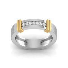 EternalDia Round 0.25 Ct White D/VVS1 Diamond 14k Finish Two-Tone Sterling Silver Band Ring - EternalDia