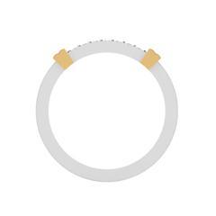 EternalDia Round 0.25 Ct White D/VVS1 Diamond 14k Finish Two-Tone Sterling Silver Band Ring - EternalDia