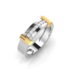 EternalDia Round 0.25 Ct White D/VVS1 Diamond 14k Finish Two-Tone Sterling Silver Band Ring - EternalDia