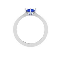 EternalDia Round 0.25 Ct Blue D/VVS1 Diamond 14k Finish Sterling Silver Solitaire Band Ring - EternalDia