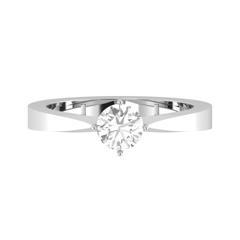 EternalDia Round 0.25Ct White D/VVS1 Diamond 14k Finish Sterling Silver Solitaire Band Ring - EternalDia