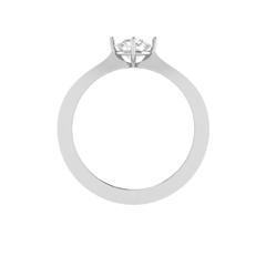 EternalDia Round 0.25Ct White D/VVS1 Diamond 14k Finish Sterling Silver Solitaire Band Ring - EternalDia