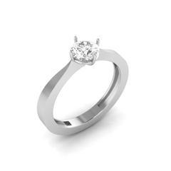 EternalDia Round 0.25Ct White D/VVS1 Diamond 14k Finish Sterling Silver Solitaire Band Ring - EternalDia