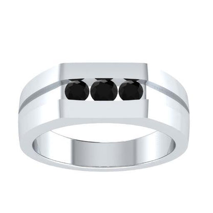 EternalDia Round Shape 0.3 Ct D/VVS1 Simulated Diamond Three Stone Wedding Band Ring In 925 Sterling Silver - EternalDia