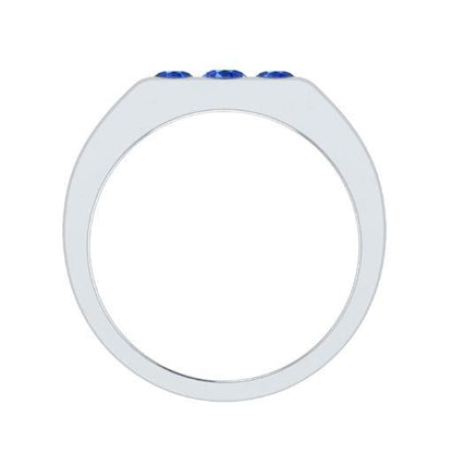 EternalDia Round Shape 0.3 Ct D/VVS1 Simulated Diamond Three Stone Wedding Band Ring In 925 Sterling Silver - EternalDia