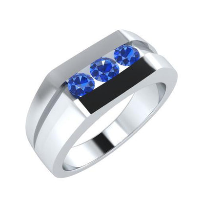 EternalDia Round Shape 0.3 Ct D/VVS1 Simulated Diamond Three Stone Wedding Band Ring In 925 Sterling Silver - EternalDia