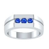 EternalDia Round Shape 0.3 Ct D/VVS1 Simulated Diamond Three Stone Wedding Band Ring In 925 Sterling Silver - EternalDia
