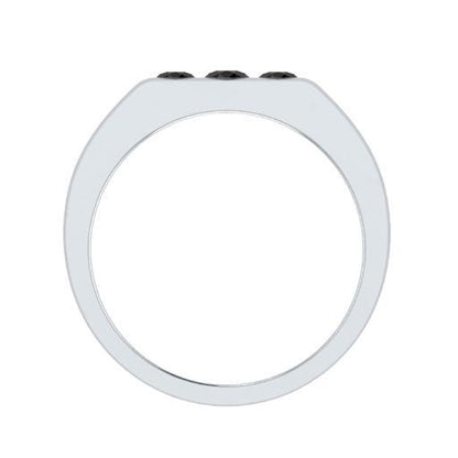 EternalDia Round Shape 0.3 Ct D/VVS1 Simulated Diamond Three Stone Wedding Band Ring In 925 Sterling Silver - EternalDia