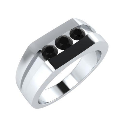 EternalDia Round Shape 0.3 Ct D/VVS1 Simulated Diamond Three Stone Wedding Band Ring In 925 Sterling Silver - EternalDia