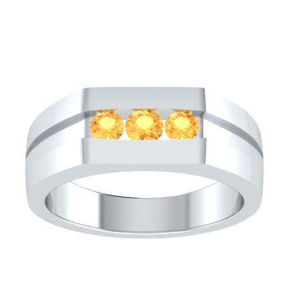 EternalDia Round Shape 0.3 Ct D/VVS1 Simulated Diamond Three Stone Wedding Band Ring In 925 Sterling Silver - EternalDia