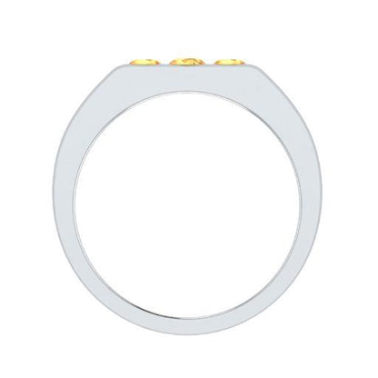 EternalDia Round Shape 0.3 Ct D/VVS1 Simulated Diamond Three Stone Wedding Band Ring In 925 Sterling Silver - EternalDia