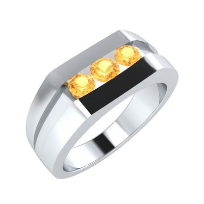 EternalDia Round Shape 0.3 Ct D/VVS1 Simulated Diamond Three Stone Wedding Band Ring In 925 Sterling Silver - EternalDia