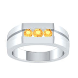 EternalDia Round Shape 0.3 Ct D/VVS1 Simulated Diamond Three Stone Wedding Band Ring In 925 Sterling Silver - EternalDia