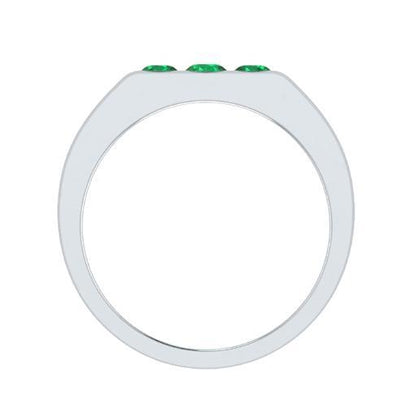 EternalDia Round Shape 0.3 Ct D/VVS1 Simulated Diamond Three Stone Wedding Band Ring In 925 Sterling Silver - EternalDia