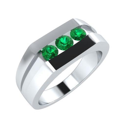 EternalDia Round Shape 0.3 Ct D/VVS1 Simulated Diamond Three Stone Wedding Band Ring In 925 Sterling Silver - EternalDia