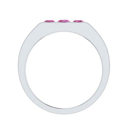 EternalDia Round Shape 0.3 Ct D/VVS1 Simulated Diamond Three Stone Wedding Band Ring In 925 Sterling Silver - EternalDia