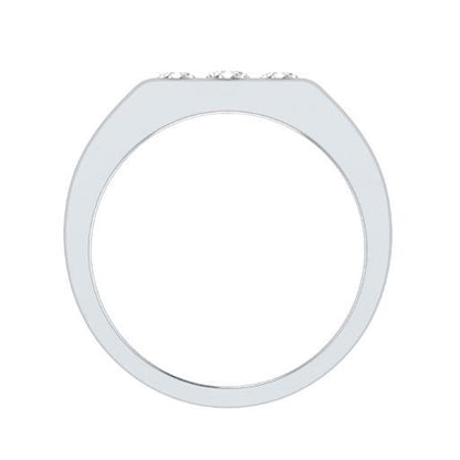 EternalDia Round Shape 0.3 Ct D/VVS1 Simulated Diamond Three Stone Wedding Band Ring In 925 Sterling Silver - EternalDia