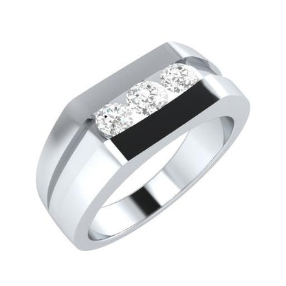 EternalDia Round Shape 0.3 Ct D/VVS1 Simulated Diamond Three Stone Wedding Band Ring In 925 Sterling Silver - EternalDia