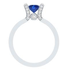 EternalDia Round 1.2 Ct Blue D/VVS1 Diamond 14k Finish Sterling Silver Solitaire Band Ring - EternalDia