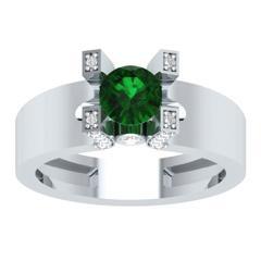 EternalDia Round 1.2 Ct Green D/VVS1 Diamond 14k Finish Sterling Silver Solitaire Band Ring - EternalDia