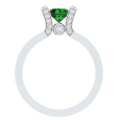 EternalDia Round 1.2 Ct Green D/VVS1 Diamond 14k Finish Sterling Silver Solitaire Band Ring - EternalDia