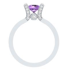 EternalDia Round 1.2ct Purple D/VVS1 Diamond 14k Finish Sterling Silver Solitaire Band Ring - EternalDia