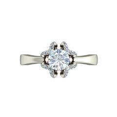 EternalDia Round 1.25 Ct D/VVS1 White Diamond 14k Finish Sterling Silver Cluster Ring - EternalDia