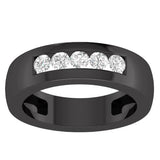 EternalDia Round Shape 0.5 Ct D/VVS1 Simulated Diamond Five-Stone Band Ring In 925 Black Rodium Over Sterling Silver - EternalDia