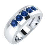 EternalDia Round Shape 0.5 Ct D/VVS1 Simulated Diamond Five-Stone Wedding Band Ring In 925 Sterling Silver - EternalDia