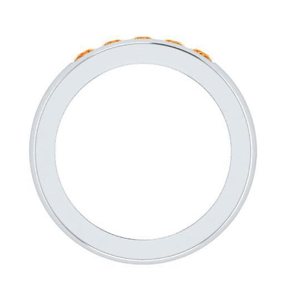 EternalDia Round Shape 0.5 Ct D/VVS1 Simulated Diamond Five-Stone Wedding Band Ring In 925 Sterling Silver - EternalDia