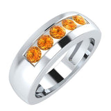 EternalDia Round Shape 0.5 Ct D/VVS1 Simulated Diamond Five-Stone Wedding Band Ring In 925 Sterling Silver - EternalDia