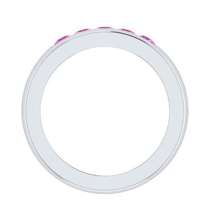 EternalDia Round Shape 0.5 Ct D/VVS1 Simulated Diamond Five-Stone Wedding Band Ring In 925 Sterling Silver - EternalDia