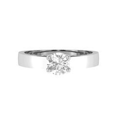 EternalDia Round 1 Ct D/VVS1 White Diamond 14k Finish Sterling Silver Solitaire Band Ring - EternalDia